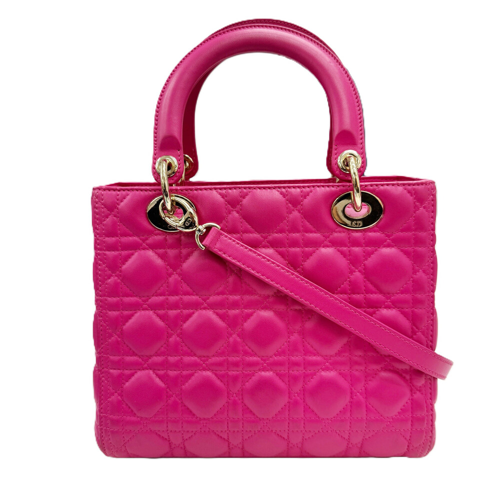 Dior Lady Cannage Lambskin Handbag Shoulder Bag Pink